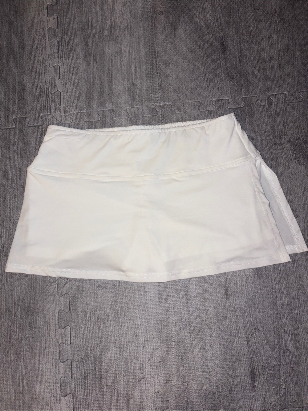 Women's White Athletic Skort with Built-In Shorts and Slit on Side
